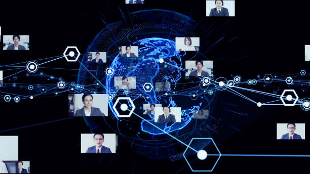 istock Global communication network concept. Video conference. Telemeeting. Flash news. 1288009428