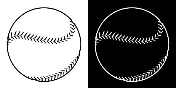 baseball sport ball icon in simple linear style. Team sports. Healthy lifestyle. Vector baseball sport ball icon in simple linear style. Team sports. Healthy lifestyle. Vector baseball threads stock illustrations