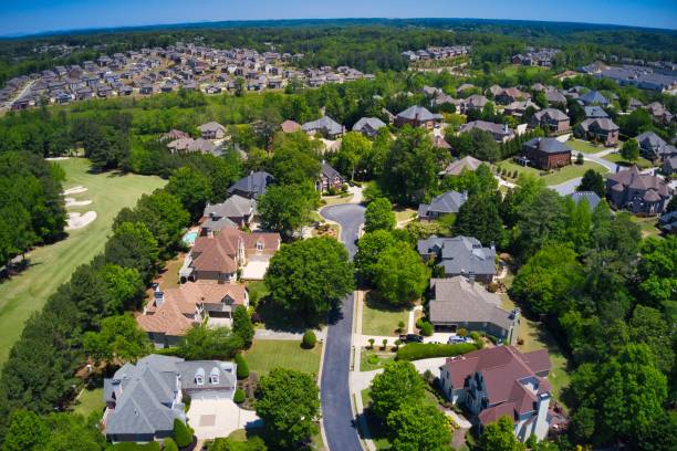 istock Panoramic aerial view of a upscale suburbs in Atlanta 1288018364