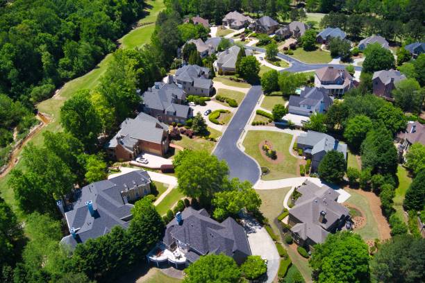 istock Panoramic aerial view of a upscale suburbs in Atlanta 1288018381