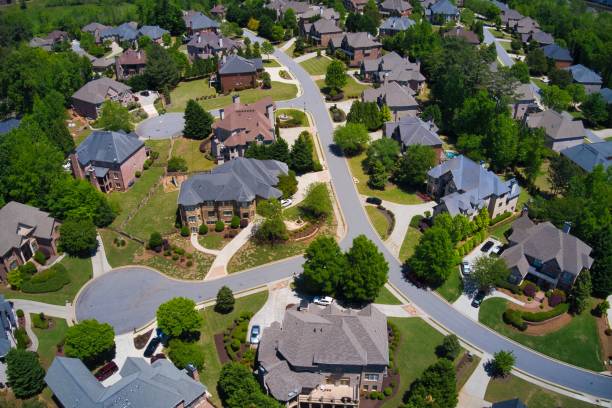 istock Panoramic aerial view of a upscale suburbs in Atlanta 1288018597