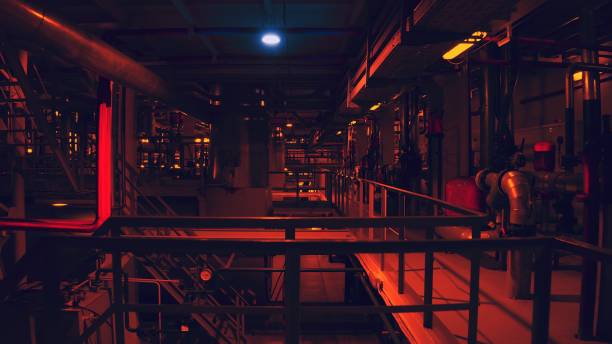 istock Thermal power plant  in red light at night 1288027596