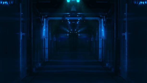 istock Dark corridor to the futuristic server 1288027612