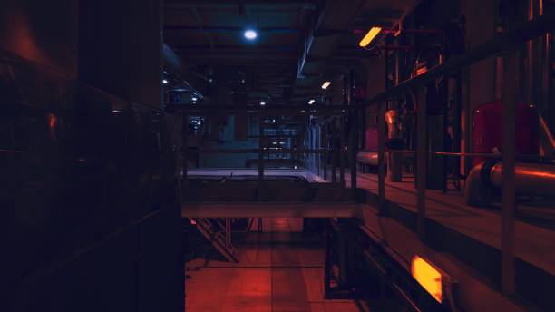 istock Thermal power plant  in red light at night 1288027617