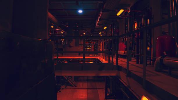 istock Thermal power plant  in red light at night 1288027625