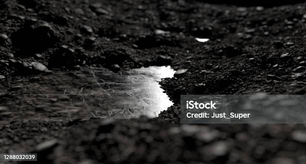 Evidence Of Water On Moon And Mars Surface Stock Photo - Download Image Now - Moon Surface, Moon, Dirt