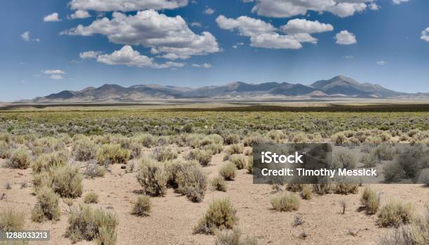Desert Valley And Mountains Stock Photo - Download Image Now - Desert Area, Nevada, Sagebrush
