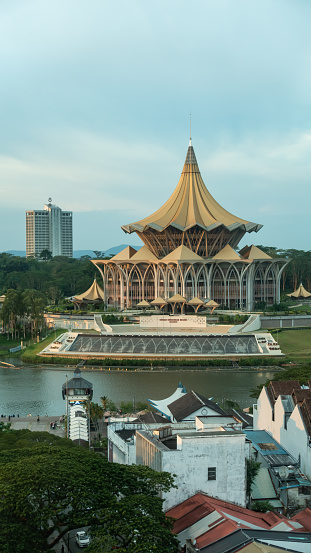 The Sarawak Legislative Building or Dewan Undangan Negeri Sarawak at Kuching Waterfront.