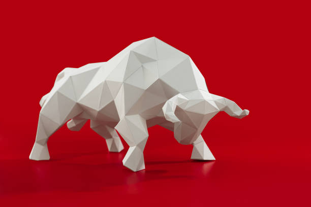 istock White volumetric paper bull on red 1288038083