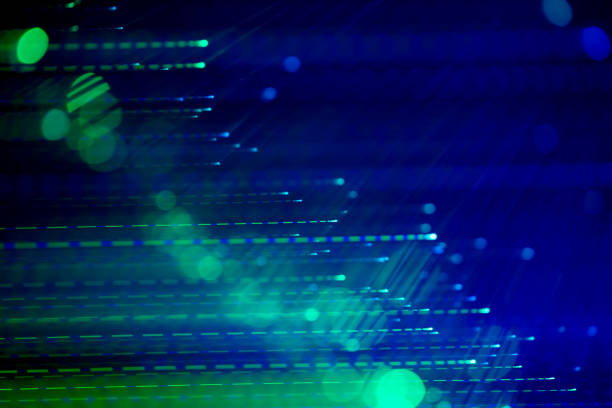 광섬유에 의해 만들어진 추상적 인 점박이 배경. - fiber optic technology abstract green 뉴스 사진 이미지