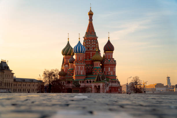 istock Saint Basil Cathedral at Red Square during sunrise in Moscow at Russia 1288041421