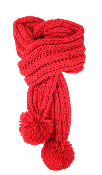 istock Red scarf knitted isolated on white background.Christmas decor.New year decoration element. 1288046832
