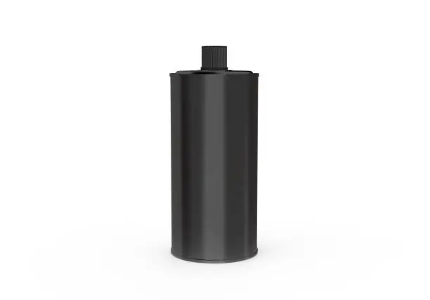 Photo of Black tube tin can packaging mockup for olive oil, 3d illustration