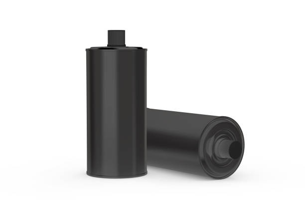 istock Black tube tin can packaging mockup for olive oil, 3d illustration 1288049253