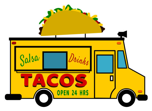 illustrations, cliparts, dessins animés et icônes de camion de taco - meals on wheels illustrations