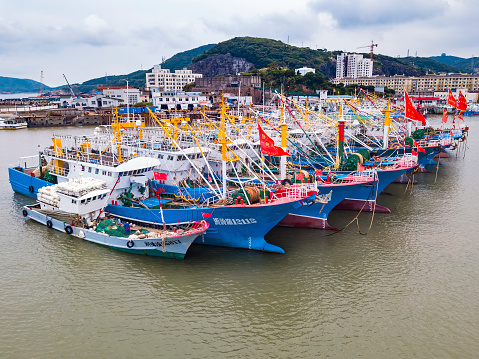 Fishing trawlers moored at Shengsi Island, China
