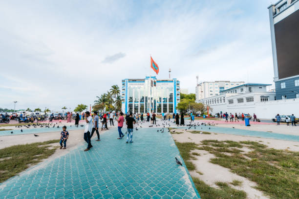 シャヒード・フセイン・アダム・ビルディング - maldivian flag ストックフォトと画像