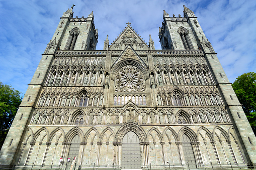 View of the west front Nidaros Cathedral, Trondheim, Norway
