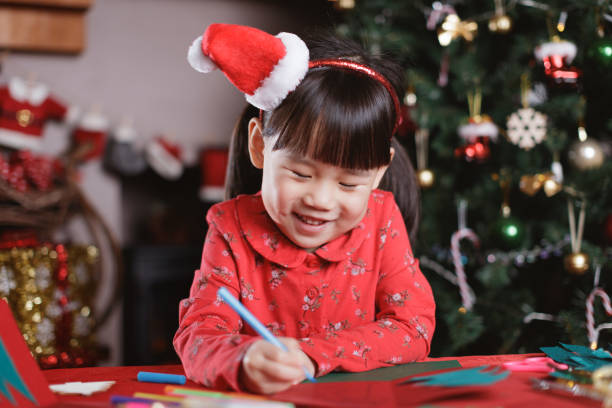 istock young girl making Christmas craft at home 1288057601