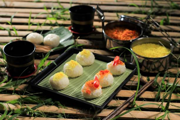 Steamed Glutinous Rice with Topping of Sweet and Savoury Toasted Coconut
