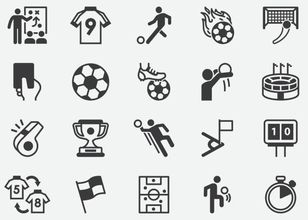 stockillustraties, clipart, cartoons en iconen met voetbal , voetbal , world cup , football league, toernooi, sport, ontspannen, ball pixel perfecte iconen - sportpictogrammen