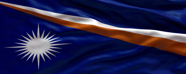 マーシャル島の手を振る旗 - マーシャル島の旗 - 3dフラグの背景 - marshal ストックフォトと画像
