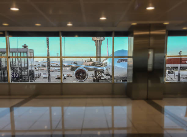 Istanbul, Turkey - August 15, 2016: Waiting for to check in the plane before take off at the gate in Atatürk Airport