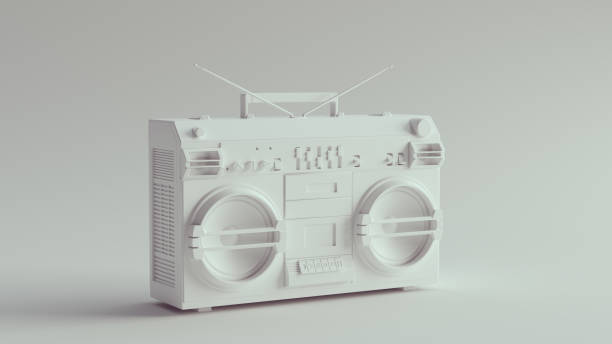 estéreo boombox retrô branco - personal cassette player - fotografias e filmes do acervo