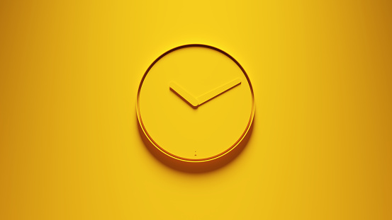 Yellow Modern Office Wall Clock 3d illustration render