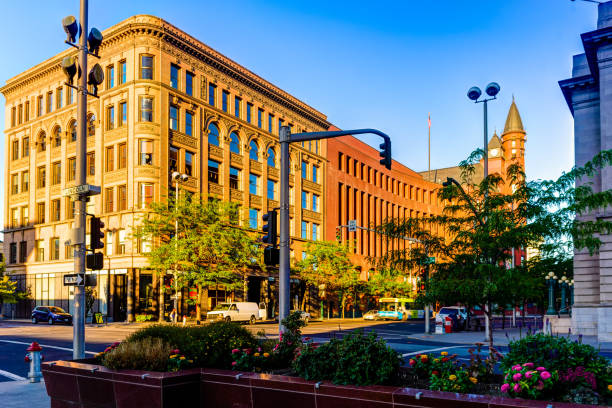 centro de spokane - spokane fotografías e imágenes de stock