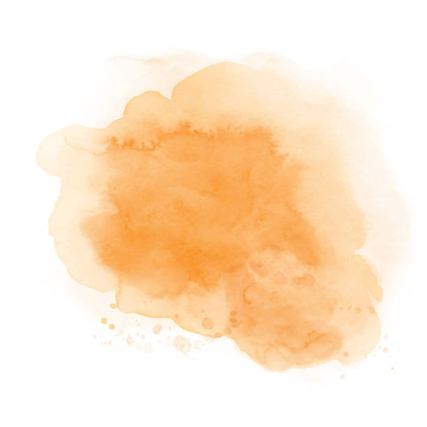 istock Abstract bright orange of stain splashing watercolor on white background 1288079945