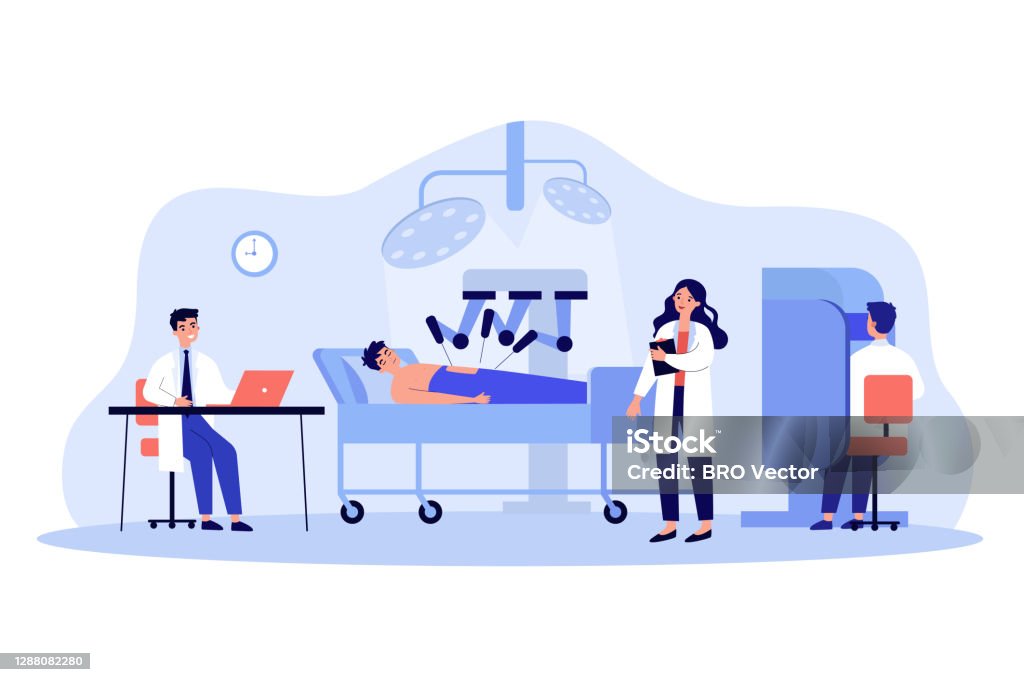 Surgeons Watching Robot Doing Surgical Operation Stock Illustration -  Download Image Now - Robotic Surgery, Healthcare And Medicine, Robot -  iStock