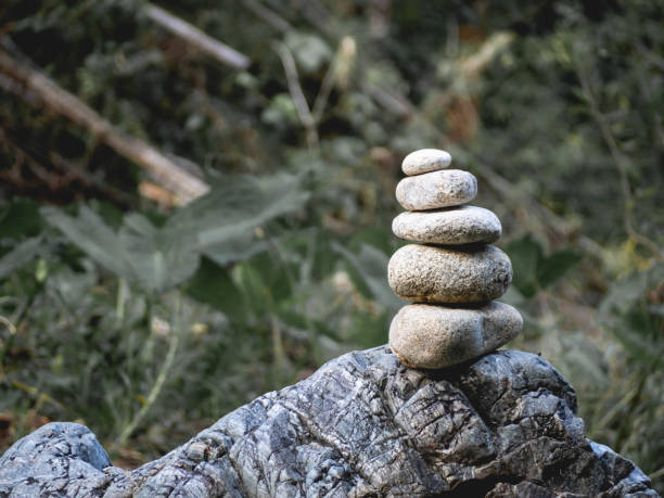 istock Stacked stones, leaves and nature 1288083427