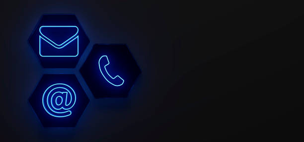istock abstract contact icon as neon light on hexagon in front of background 1288084172