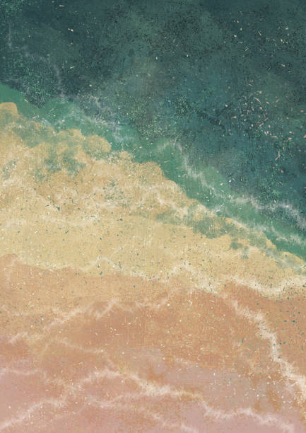 istock Boho Sea Beach with Waves Print.. Abstract Background. Bohemian printable wall art, boho poster, pastel abstract art, landscape drawing, sea painting. Abstract Arrangements. 1288086750