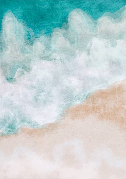 istock Boho Sea Beach with Waves Print.. Abstract Background. Bohemian printable wall art, boho poster, pastel abstract art, landscape drawing, sea painting. Abstract Arrangements. 1288086913