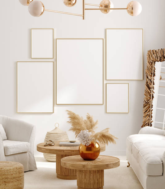 istock Mockup frame in interior background, room in light pastel colors, Scandi-Boho style 1288088296