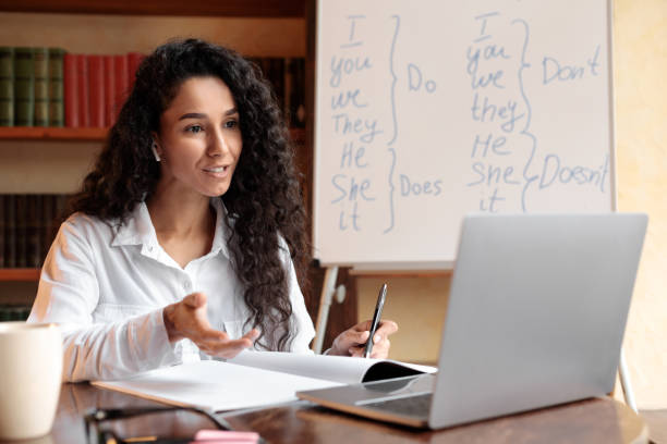 istock English teacher having video call with students 1288096197