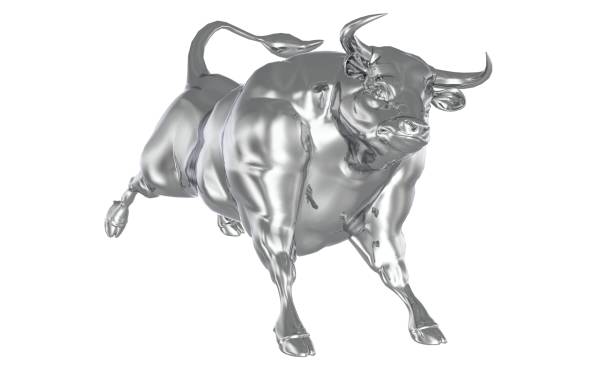 istock White metal bull isolated on white background 3d illustration 1288096348