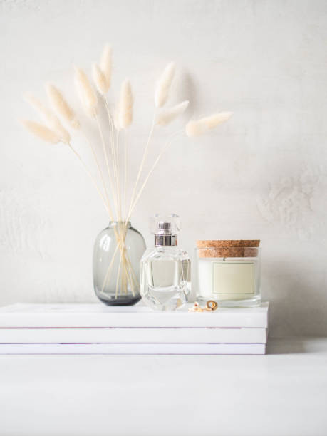 istock Modern feminine still life on light background 1288097994