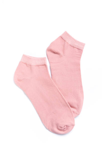 istock Pair of cute short socks on white background, top view 1288098147