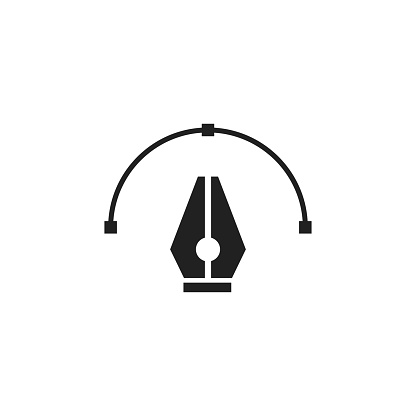 Tool pen black icon tip. Simple isolated vector web design