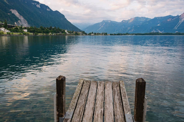 istock Lake Geneva in the early morning, empty boat dock 1288104039
