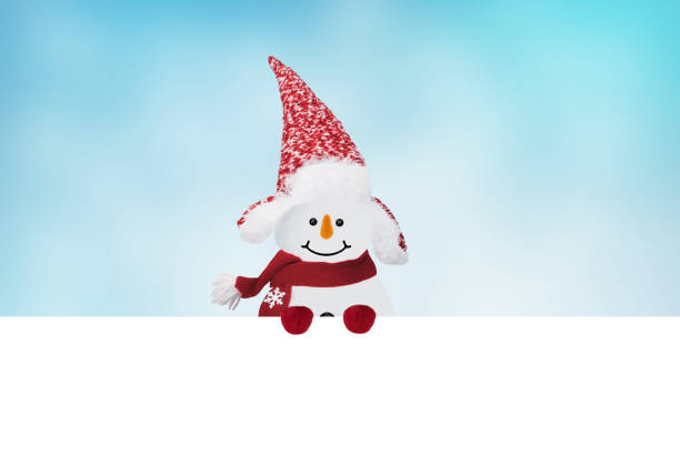 istock Snowman Winter background , Christmas snow and snowflakes , greeting card with copy-space 1288106437