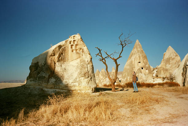 Young Caucasian woman exploring Cappadocia in Turkey