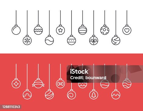 istock Christmas Balls Line Icon Background 1288110343