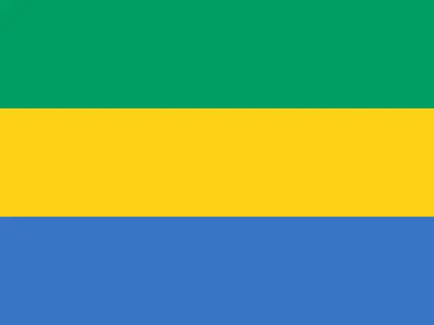 Vector illustration of Flag of Gabon. Official colors. Correct proportion