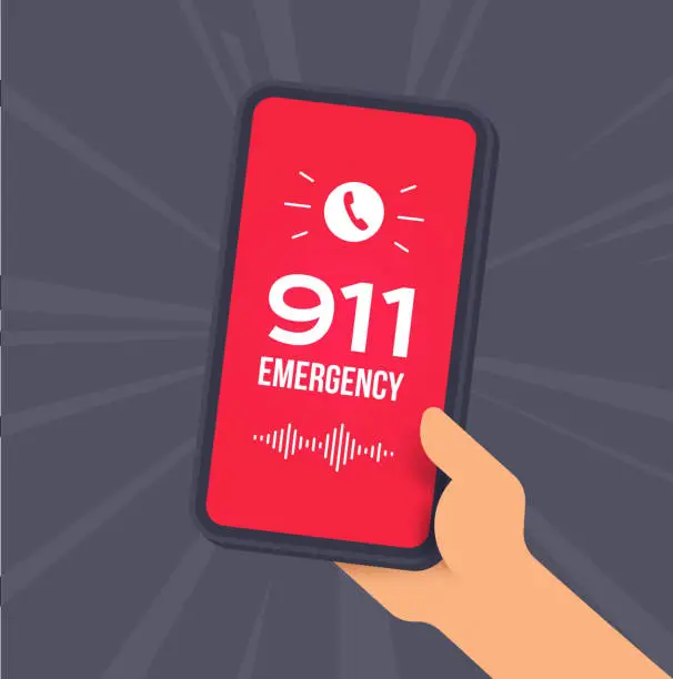 Vector illustration of Emergency 911 Cell Phone Call