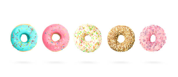 istock Set of glazed donuts with sprinkles 1288115588