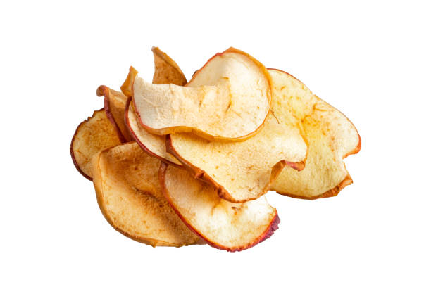 istock Top view of tree apple chips isolated on a white background 1288117040